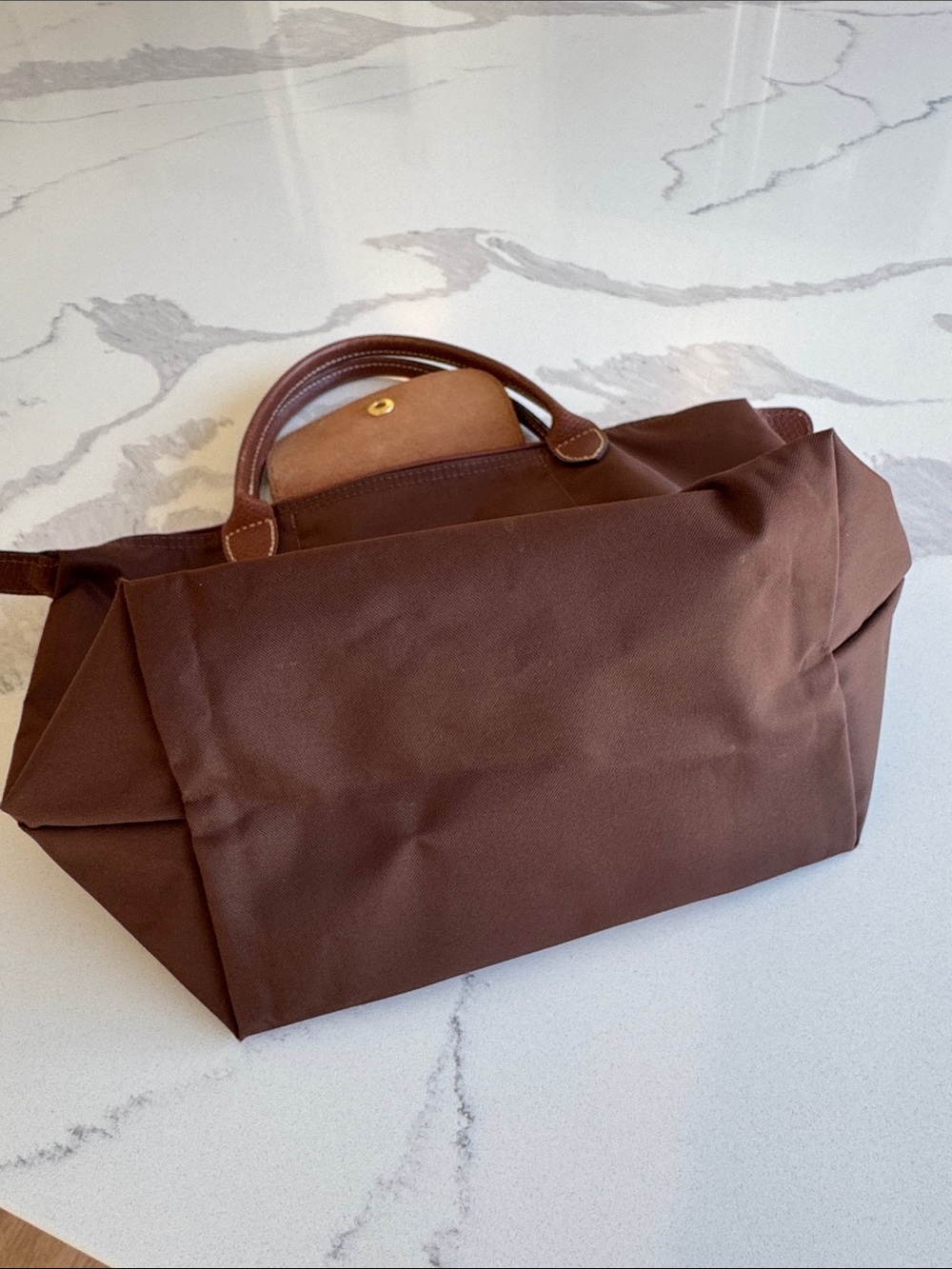 Vintage Longchamp Le Pliage Small bag Mocha brown Made in France as seen on Kate - Picture 8 of 14
